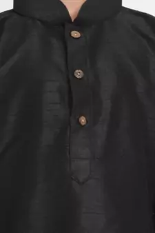 Black Printed Silk Blend -Dhoti-Kurta