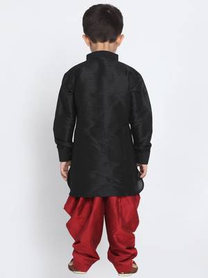 Black Printed Silk Blend -Dhoti-Kurta 4