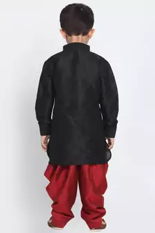 Black Printed Silk Blend -Dhoti-Kurta