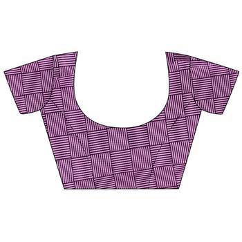 Violet printed georgette saree with blouse 5