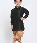Blue Printed Silk Blend Boys Dhoti Kurta
