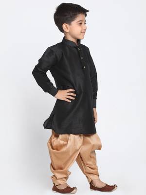 Blue Printed Silk Blend Boys Dhoti Kurta 2