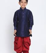 Blue Printed Silk Blend -Dhoti-Kurta