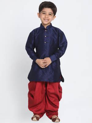 Blue Printed Silk Blend -Dhoti-Kurta 2