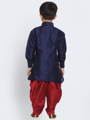 Blue Printed Silk Blend -Dhoti-Kurta 4