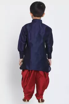 Blue Printed Silk Blend -Dhoti-Kurta