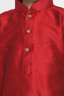 Maroon Printed Silk Blend -Dhoti-Kurta