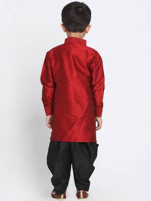 Maroon Printed Silk Blend -Dhoti-Kurta 4
