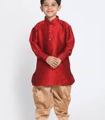 Maroon Printed Silk Blend  Dhoti Kurta