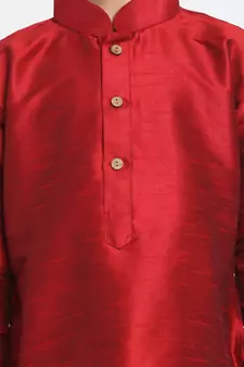 Maroon Printed Silk Blend  Dhoti Kurta
