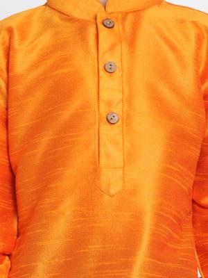 Orange Printed Silk Blend -Dhoti-Kurta 3