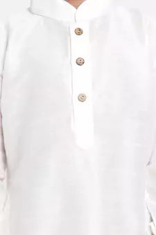 White Printed Silk Blend  Dhoti Kurta