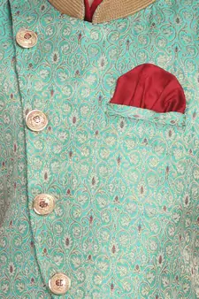 Boys Mint Green Silk Blend Nehru Jacket