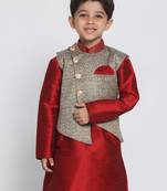  Lunar Grey Silk Blend Nehru Jacket