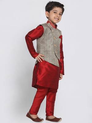  Lunar Grey Silk Blend Nehru Jacket 2