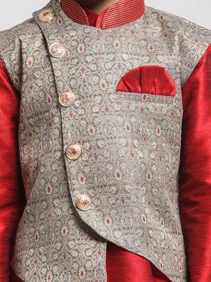  Lunar Grey Silk Blend Nehru Jacket 3
