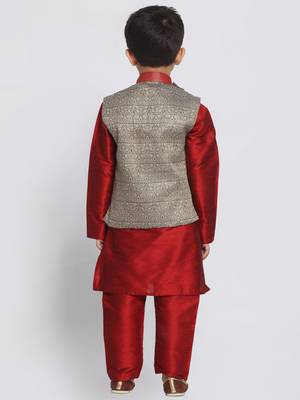  Lunar Grey Silk Blend Nehru Jacket 4