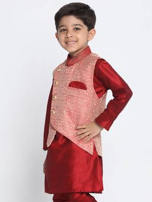  Pink Silk Blend Nehru Jacket 2
