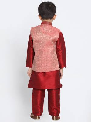  Pink Silk Blend Nehru Jacket 4