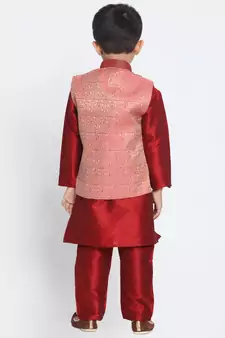  Pink Silk Blend Nehru Jacket