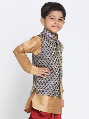 Blue Printed Blended Cotton -Nehru-Jacket 2