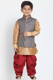 Blue Printed Blended Cotton -Nehru-Jacket