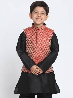 Maroon Printed Blended Cotton -Nehru-Jacket 1