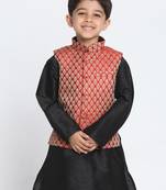 Maroon Printed Blended Cotton -Nehru-Jacket