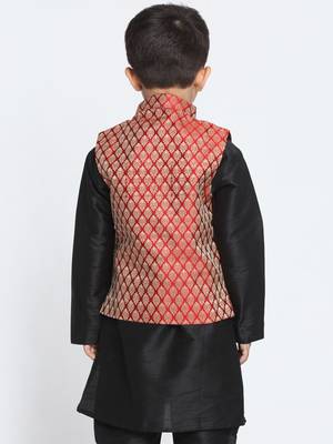 Maroon Printed Blended Cotton -Nehru-Jacket 4