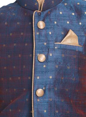 Blue Printed Blended Cotton Boys-Nehru-Jacket 3