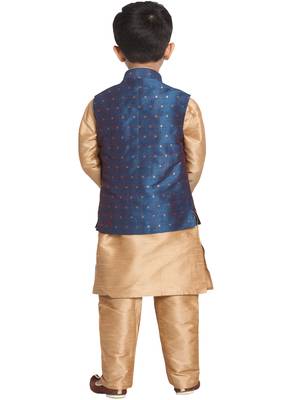 Blue Printed Blended Cotton Boys-Nehru-Jacket 4