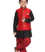  Maroon And Rose Gold Silk Blend Nehru Jacket