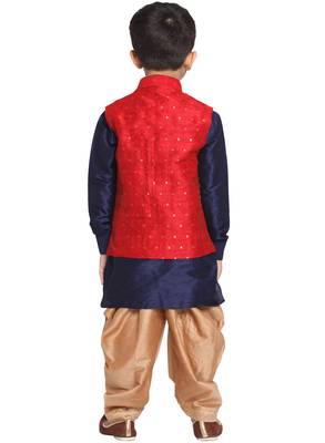  Maroon And Rose Gold Silk Blend Nehru Jacket 4