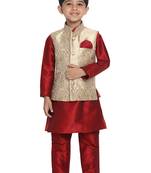 Boys Rose Gold Silk Blend Nehru Jacket