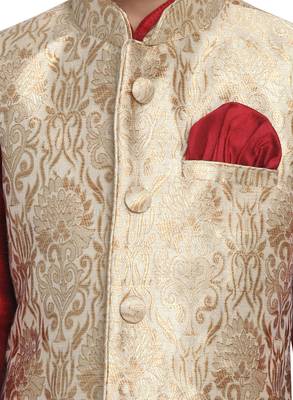 Boys Rose Gold Silk Blend Nehru Jacket 3