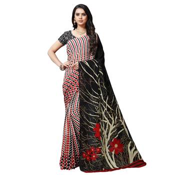 Multicolor printed georgette saree with blouse 1