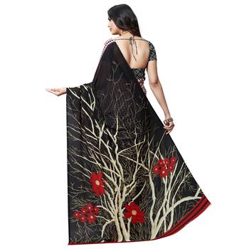 Multicolor printed georgette saree with blouse 3