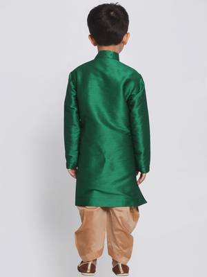 Green Woven Silk Blend Boys-Sherwani 4