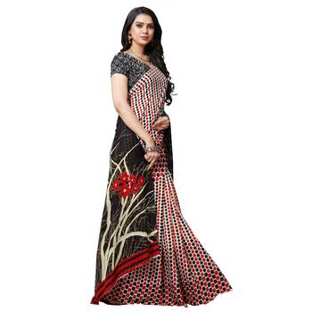 Multicolor printed georgette saree with blouse 4