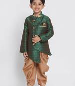 Green Woven Silk Blend Boys-Sherwani