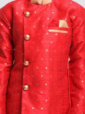  Maroon And Rose Gold Silk Blend Indowestern Sherwani And Dhoti Set 3