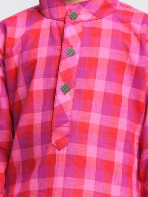 Purple Printed Cotton Boys-Kurta-Pyjama 3