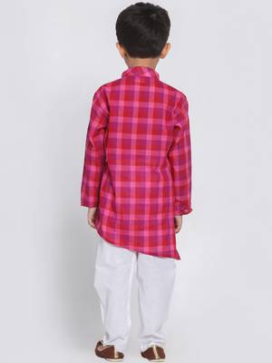 Purple Printed Cotton Boys-Kurta-Pyjama 4