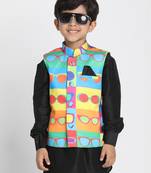  Multi Colour Cotton Satin Blend Nehru Jacket