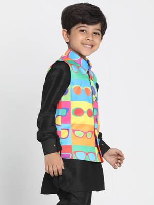  Multi Colour Cotton Satin Blend Nehru Jacket 2