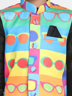  Multi Colour Cotton Satin Blend Nehru Jacket 3