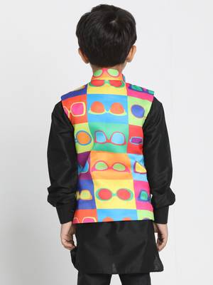  Multi Colour Cotton Satin Blend Nehru Jacket 4