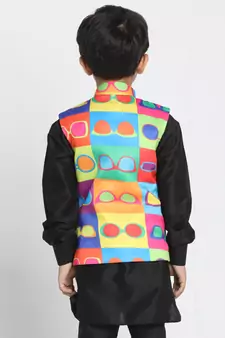  Multi Colour Cotton Satin Blend Nehru Jacket