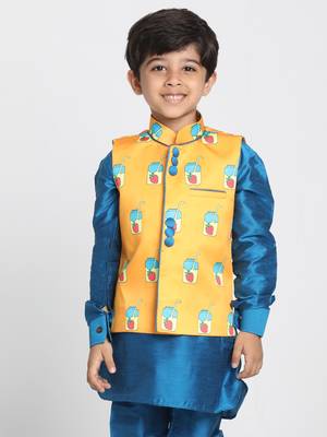  Light Orange Cotton Satin Blend Nehru Jacket 1