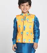  Light Orange Cotton Satin Blend Nehru Jacket